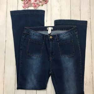 Love Crazy Bellbottom Blue Plus Size Jeans #146804